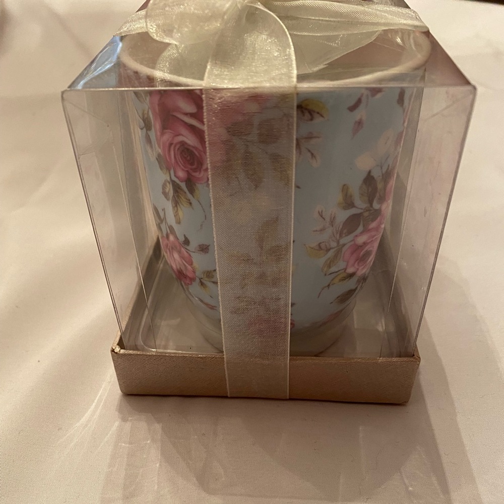 Ceramic Floral Mug With Matching Coaster